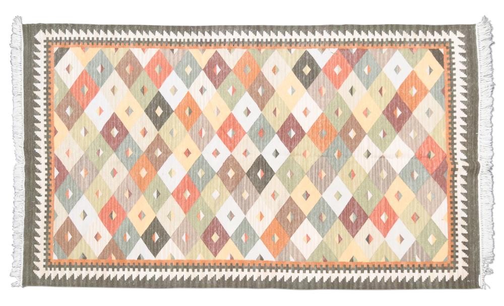 FLAT WEAVE GEOMETRIC KILIM WOOL RUG