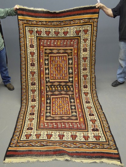 Flatweave rug. 50'' x 104''.