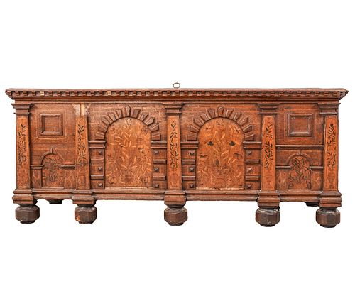 FLEMISH INLAID DOWER CHESTFlemish