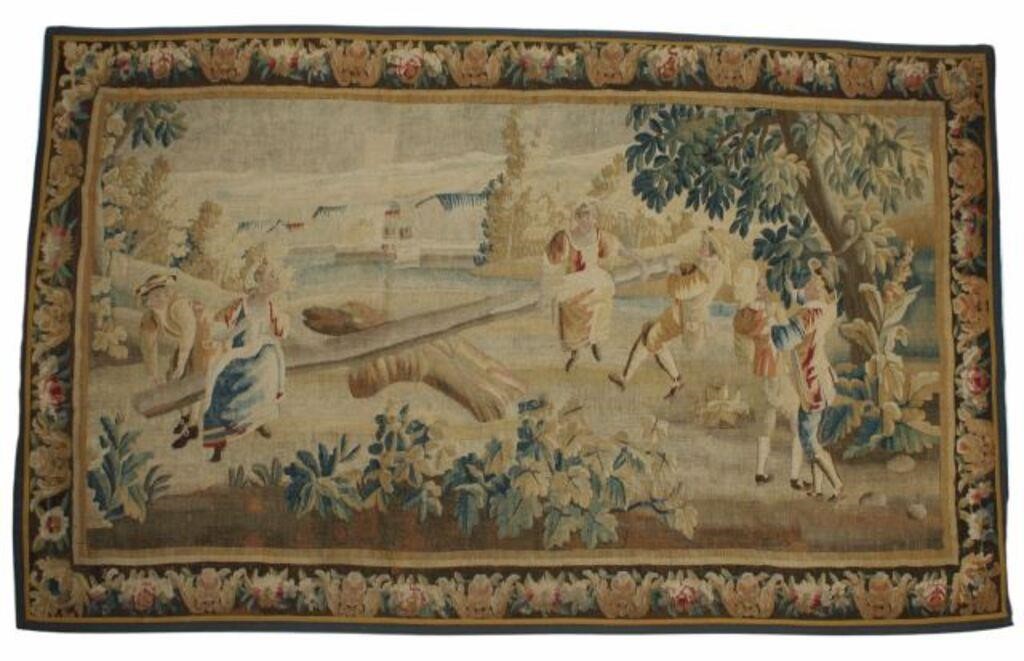 FLEMISH TAPESTRY RURAL GAMES, 6'11"