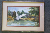 FLIGHT OF THE EGRET WATERCOLOR