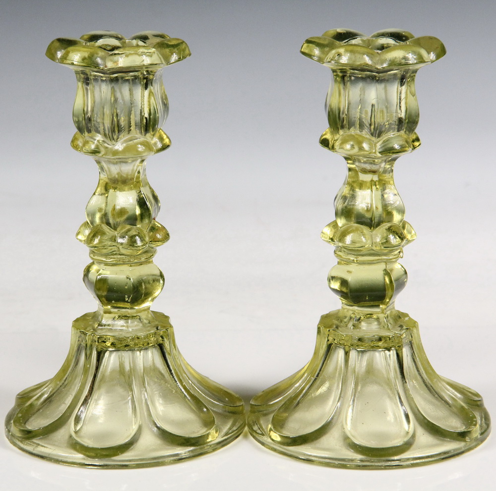 FLINT GLASS CANDLESTICKS - Pair