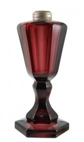 FLINT GLASS WHALE OIL LAMP, AM