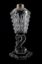 FLINT GLASS WHALE OIL LAMP, DO