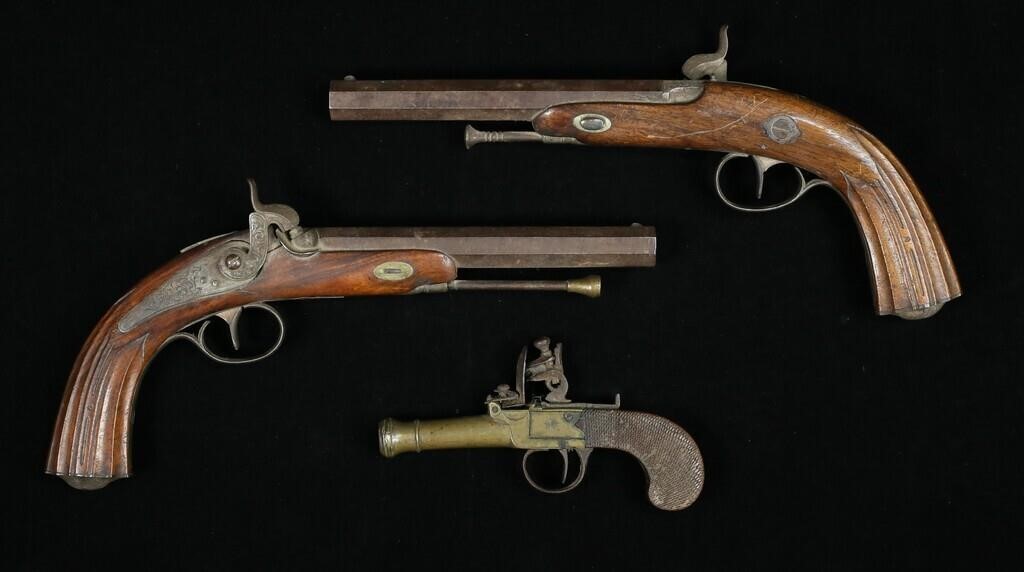FLINTLOCK PISTOL & PAIR OF