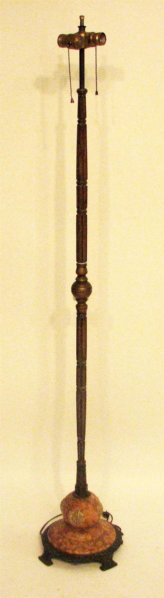 Floor lamp with globular pink stone