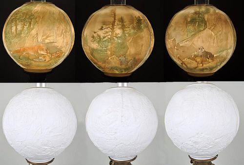 FLOOR OIL LAMP WITH RARE LITHOPHANE