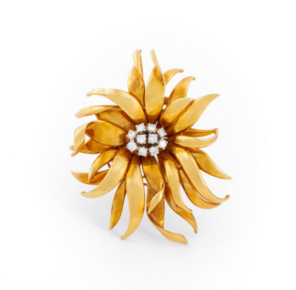 FLORAL 18K YELLOW GOLD DIAMOND