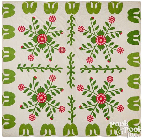FLORAL APPLIQUé QUILT, LATE 19TH