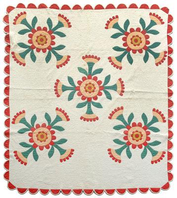 Floral appliqu&eacute; quilt,