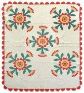 Floral appliqu&eacute; quilt,