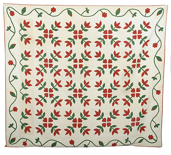 Floral Appliquéd Quilt American.