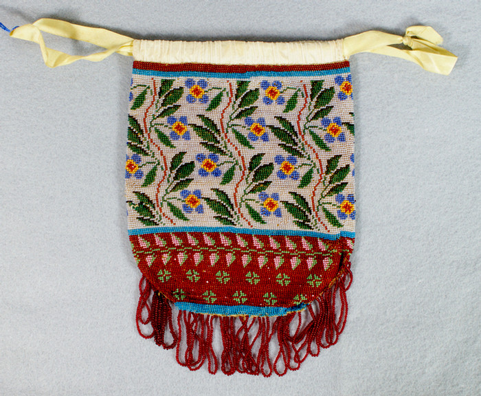 Floral beaded bag, early 20th c, no