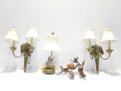 FLORAL BRASS SCONCES & ENAMELE