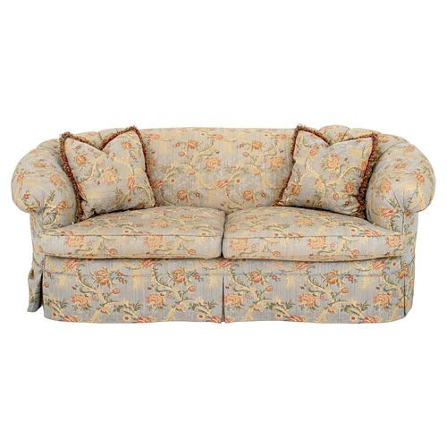 FLORAL BROCADE UPHOLSTERED TWO