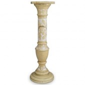 FLORAL CARVED ALABASTER PEDEST