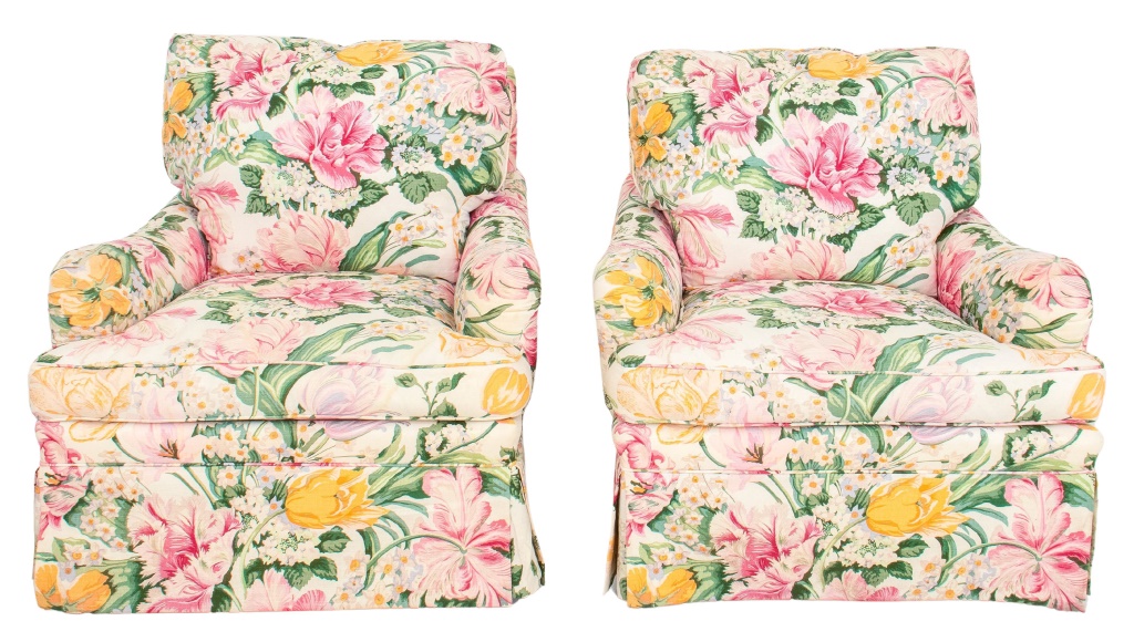 FLORAL CHINTZ SLIPCOVERED ARM