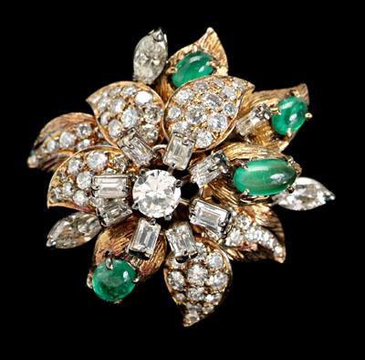 Floral cluster diamond, emerald
