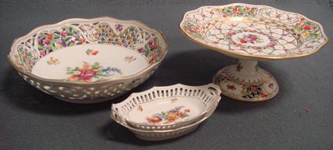 Floral decorated Dresden compote, 7