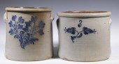 FLORAL DECORATED STONEWARE CRO