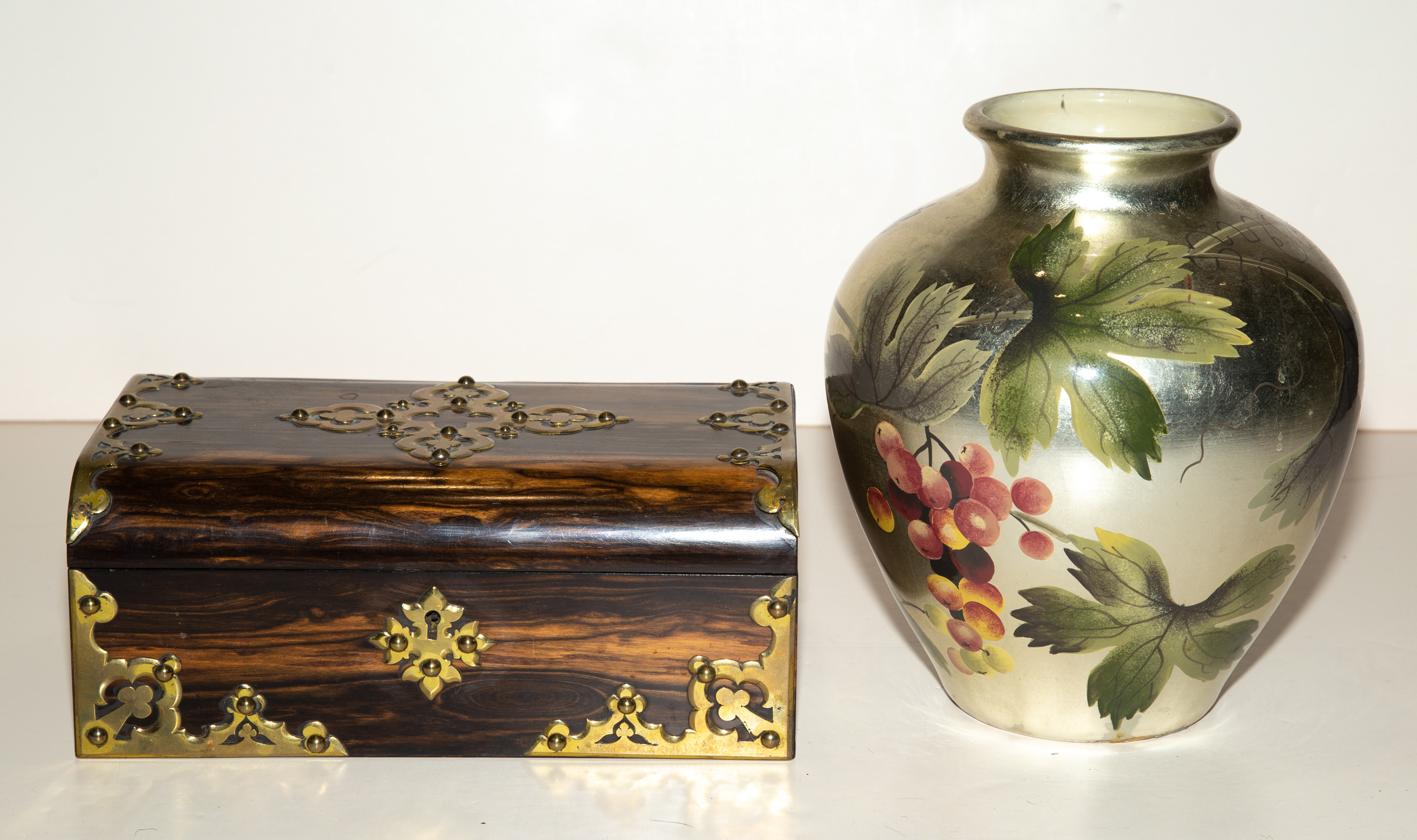 FLORAL DECORATED VASE & ZEBRA