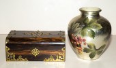 FLORAL DECORATED VASE & ZEBRA
