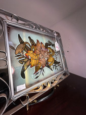 FLORAL DRAGONFLY FRAMED GLASS