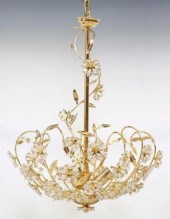 FLORAL GILT METAL & CRYSTAL 3-