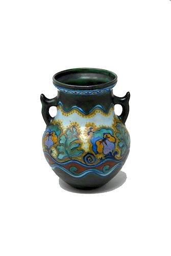 FLORAL GOUDA HANDLED VASEPzh
