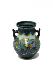 FLORAL GOUDA HANDLED VASEPzh F