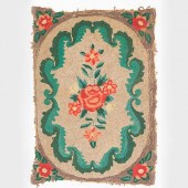 FLORAL HOOKED RUG AND A GEOMET