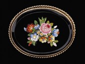 Floral micro mosaic brooch