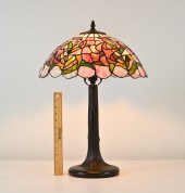 FLORAL MOTIF LEADED GLASS TABL