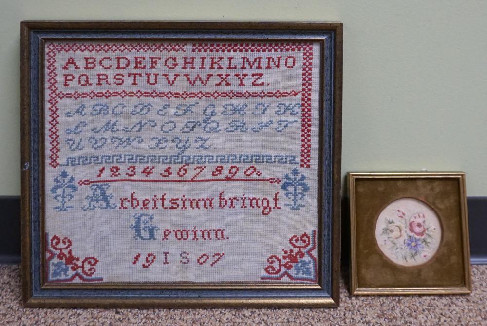 FLORAL NEEDLEPOINT EMBROIDERY AND A