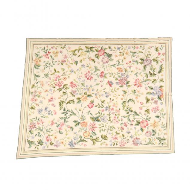 FLORAL NEEDLEPOINT RUG Ivory