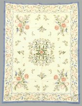 FLORAL NEEDLEPOINT WOOL RUGFLO
