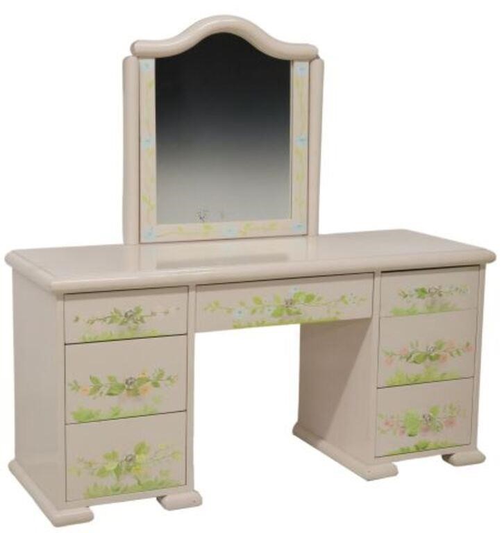 FLORAL PAINT DECORATED MIRRORED