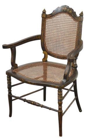 FLORAL PAINTED CANE BACK & SEAT