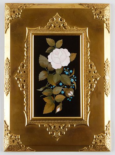 FLORAL PIETRA DURA PLAQUE IN BRONZE