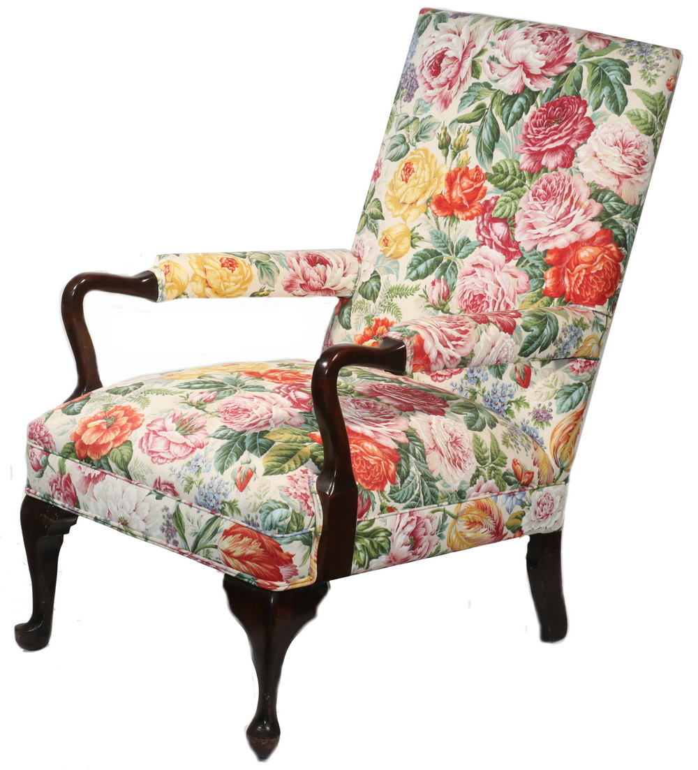 FLORAL UPHOLSTERED LOLLING CHAIR