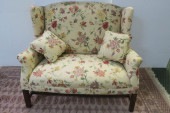 FLORAL UPHOLSTERED WINGBACK LO