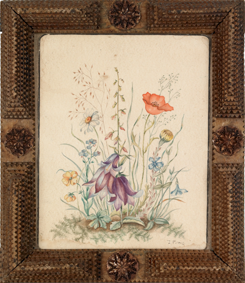 Floral watercolor signed J.