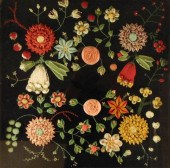 FLORAL WOOLWORK, LATE 19TH C.,
