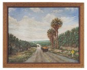 FLORIDA FARM SCENE, OIL ON BOA