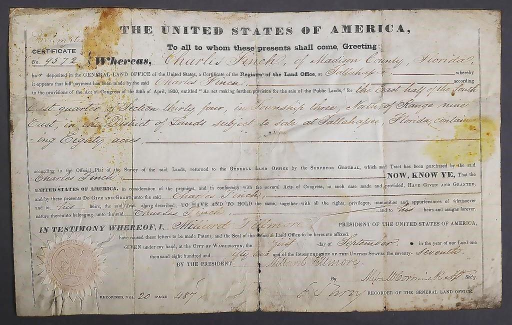 FLORIDA LAND GRANT, PRESIDENT
