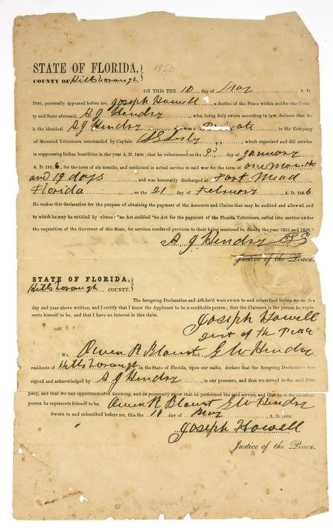 FLORIDA SEMINOLE INDIAN WAR