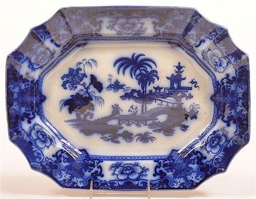 FLOW BLUE CHINA "SHAPOO" PATTERN