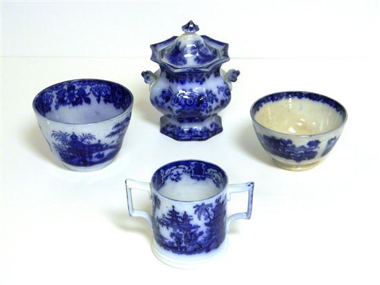 Flow blue: covered octagonal