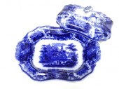 Flow blue oblong covered dish