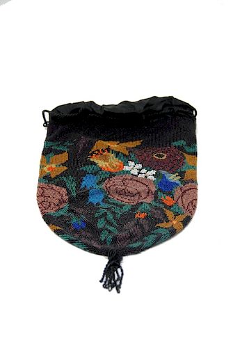 FLOWER BEADED PURSEBlack Beaded